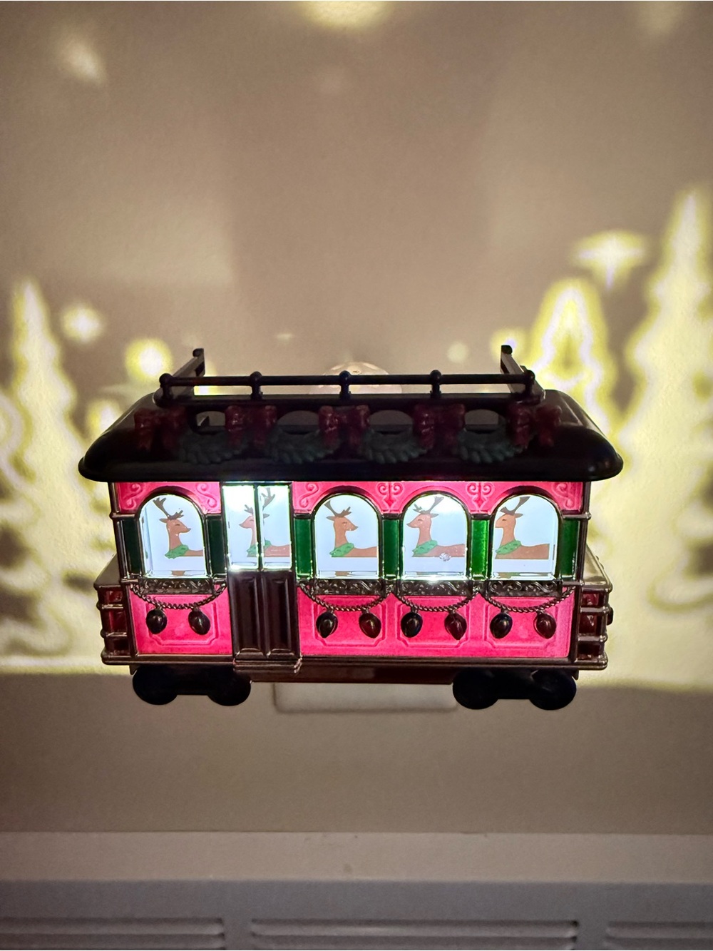 Bath & Body Works Pink and Green Holiday Trolley Lantern